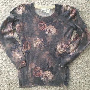 Muted colors flower print sweater